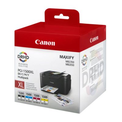 Canon Maxify PGI-1500XL  Drhd Ink, High Yield Ink Cartridge, Black, Cyan, Magenta, Yellow Multipack, 9182B004